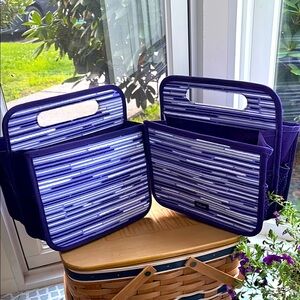 Set of 2 Thirty One Double Duty Caddy in Purple Geo Stripe